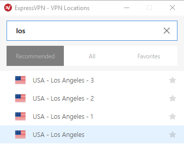 expressvpn location-search
